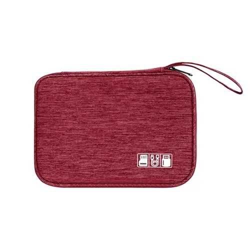 Tunejoy Kabeltaschen Elektronik Zubehör Tasche Wasserdicht Kabel Tasche Tragbare Elektronische Organizer Reise für Handy Festplatte USB Sticks SD 24x16,5x1,8 cm Rot