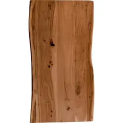 Holzplatte 80x40 cm Tonia, Tischplatte aus Akazienholz massiv + nussbaumfarben, Baumkanten-Platte für Heimwerker, geeignet für Arbeitsplatten, Ti... - Braun