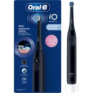 Oral-B iO Series 2 Elektrische Zahnbürste Night Black - Elektrische Zahnbürste mit integriertem Li-Ion-Akku, 3 Putzmodi und 2D rotierender Technologie für eine gründliche Reinigung und optimalen Zahnschutz.