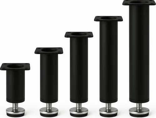 4er Set Möbelfüße Schwarz Matt – Höhenverstellbar & Robust - Tischbeine aus pulverbeschichtetem Edelstahl, höhenverstellbar bis 1,5 cm – ideal für stabilen Stand bei Bodenunebenheiten und vielseitig einsetzbar für Möbelprojekte.