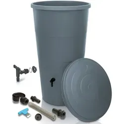 YourCasa Regentonne 200 Liter - Wetterfestes Regenfass mit Anschluss-Set - Regentonnen für nachhaltige Bewässerung, inklusive Anschluss-Set und Handbohrer für einfache Montage. Wetterfest, frostsicher und modern im Design.