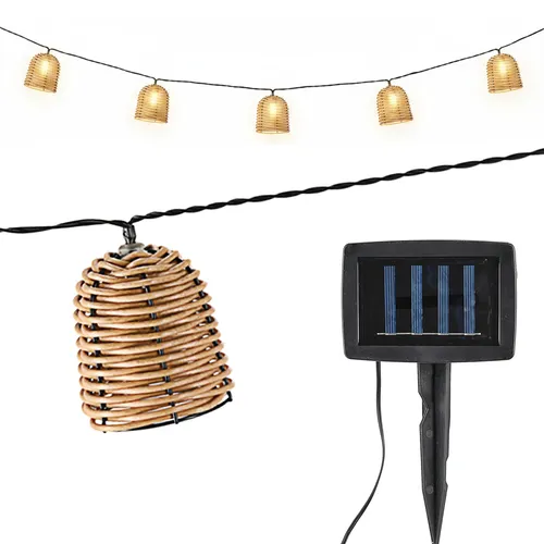 LED Solar Lichterkette Rattan 380 cm – stilvolle Beleuchtung für den Außenbereich
