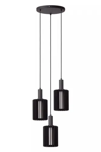 Licht-Erlebnisse Pendelleuchte UBEON, ohne Leuchtmittel, Glas Aluminium H: max. 164 cm 40 cm breit Schwarz E27 3-flammig