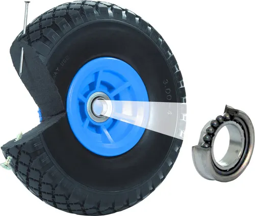 Sackkarrenrad PolyurethanRad 260x85 mm 3.00-4 60 mm versetze Nabe Ø 20 mm blau Vollgummi Bollerwagen