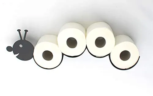 DanDiBo Toilettenpapierhalter Raupe - Schwarz Metall - Stylischer Toilettenpapierhalter für Wandmontage, ideal für modernes Badezimmerdesign und Platz für Ersatzrollen.