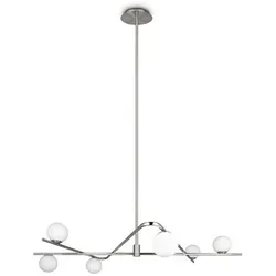 Produktbild Trio Leuchten Hängeleuchte Flaming, Weiß, Chrom, Nickel, Metall, Glas, 73.5x195x120 cm, höhenverstellbar, Lampen & Leuchten, Innenbeleuchtung, Leuchten nach Räumen, Esstischlampen