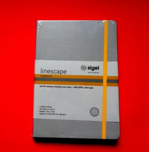 Sigel linescape LS106 Notizbuch kariert Dunkelgrau - A5, 176 Seiten, modernes Design mit trendigem Senfgelb und veganem Cover