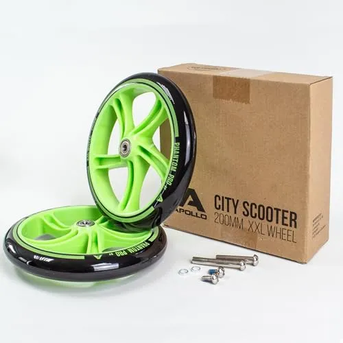 Apollo City Scooter 200mm Ersatzräderset - Pro Wheels mit ABEC 7 Kugellager - Hochwertiges SET mit 2x 200mm Profi Ersatz Wheels für City-Scooter. Mit ABEC 7 Kugellagern für schnelles und geschmeidiges Fahren. Ideal zur Anpassung an deinen Roller und für präzise Fahrten auf verschiedenen Untergründen.