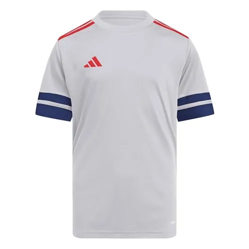 adidas Unisex Kinder SQUADRA25 Jersey Short Sleeve Kids, Glory Grey/Team Navy Blue 2/Pure Ruby, 11-12 Years