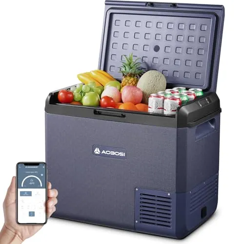 AAOBOSI Kompressor Kühlbox 60L IPX4 wasserdicht, Kühlbox 12V 230V | IPX4 wasserdicht, Kompressor-Kühlbox -20°C bis 20°C, 12V 24V 230V AC, für Auto LKW Boot Camping