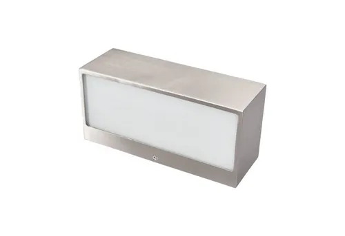 Lindby Außen-Wandleuchte Leonora - Modernes Design aus Edelstahl - Lampen: Wandleuchte Leonora mit elegantem Edelstahlrahmen und satiniertem Glasdiffusor, ideal für stilvolle Außenbereiche.