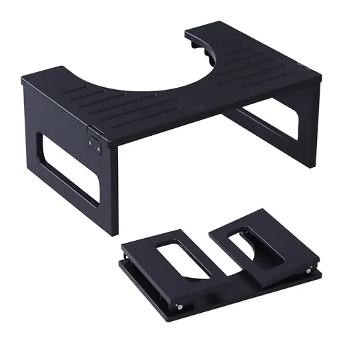 relaxdays Badhocker Klappbarer Toilettenhocker aus Bambus, schwarz