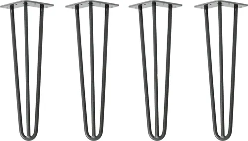 Natural Goods Berlin HAIRPIN Legs - Möbelfüße Anthrazit, 40 cm, 4 Stück - Vielseitige Haarnadelbeine für DIY-Möbel: Ideal für Esstische, Couchtische und mehr. Robuste 12mm Rundstahlkonstruktion mit stabiler Grundplatte für langlebige Nutzung.