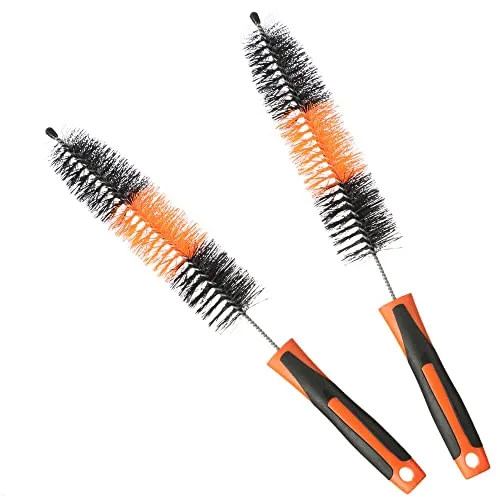 com-four® 2X Felgenbürste - Autozubehör für Autofelgen, Alufelgen - Waschbürste, Pflegebürste mit Langen Griff für Auto, Fahrrad, Moped, Motorrad (2X Bürste)