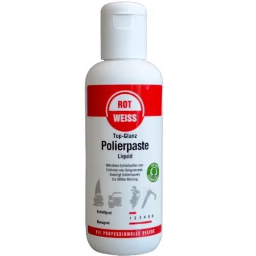 ROTWEISS Top-Glanz Polierpaste Liquid 500 ml - Autopflege & Motorradpflege - Hochleistungs-Lackpolitur für einen perfekten Hochglanz und optimalen Fahrzeugschutz ohne Hologramme.