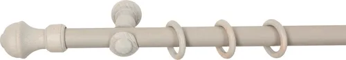 SN Deco Ares Gardinenstange 120 cm - Klassische Gardinenstange aus Massivholz mit 28 mm Durchmesser, ideal für leichte bis mittelschwere Vorhänge. Komplettset in Antikgrau, inklusive Ringen und Montagezubehör.