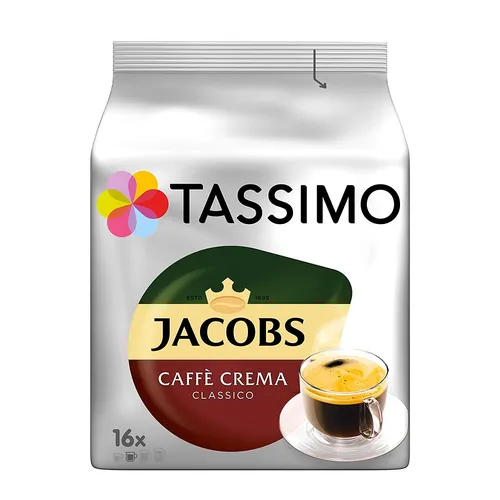 Tassimo Jacobs Caffè Crema Classico 2563 - Kaffeekapseln & Pads, genießen Sie die samtig-goldene Crema und den vollmundigen Geschmack von Jacobs Caffè Crema in jedem 150 ml Getränk!