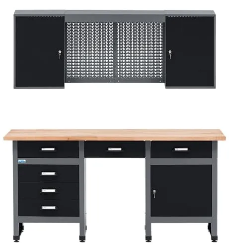 Küpper Werkbankset 70413-9, Breite 170 cm, Werkbank, Hängeschrank, Lochwand