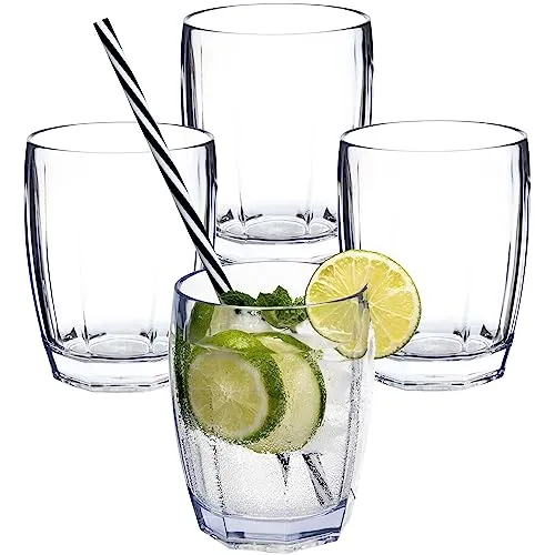 Hummelladen 4x Campingglas aus Acryl 320ml KLAR in weiß von Hummelladen