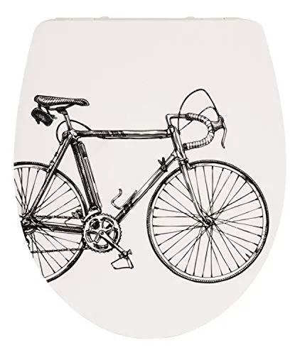 WC Sitz Bicycle Duroplast mit Absenkautomatik - Ovaler Toilettendeckel aus Duroplast mit Soft-Schließ-Komfort, ideal für Badezimmer, geeignet für Erwachsene und Kinder, Farbe: Weiß.