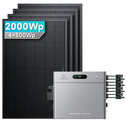 Zendure SolarFlow 2400PRO 2000W Balkonkraftwerk mit Speicher - Vollständiges Set mit 2,4 kWh Speicher, Wi-Fi und Bluetooth-Anschluss. Ideal für nachhaltige Energiegewinnung und einfache Installation.