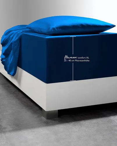 fleuresse Spannbettlaken Comfort XL, Mako-Jersey - Bettlaken für Matratzen bis 40 cm Höhe, aus hochwertigem Mako-Jersey mit rundum Gummizug für perfekten Sitz, pflegeleicht und bügelfrei.