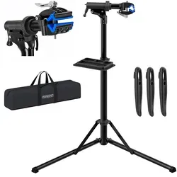 Monzana Fahrrad-Montageständer 109172 - E-Bike, höhenverstellbar von 104-159cm, 360° drehbar und bis 50kg tragbar, inklusive magnetischer Werkzeugablage und Tasche