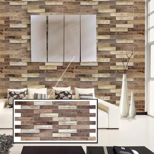 Untitled 3D-Wandpaneele PVC | Holz Optik | Altes Parkett - 1 Platte - 0.5 m² | Für Wohnzimmer, Küche & Bad | Einfache DIY-Montage