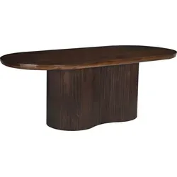 Livingfurn Esstisch Sevilla Braun 300 cm aus Mangoholz - Eleganter Esstisch aus hochwertigem Mangoholz in Dunkelbraun. Mit skulpturalem Design und großzügiger Tischfläche ideal für gesellige Runden. Maße: 300 x 110 x 76 cm.