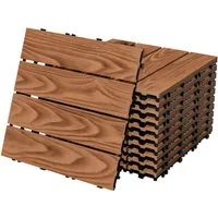 ML-Design 55xWPC Terrassenfliesen 30x30 cm - Hellbraun - Fliesen für Terrasse und Balkon, einfach verlegbar dank Stecksystem, wetterbeständig und pflegeleicht in attraktiver Holzoptik.