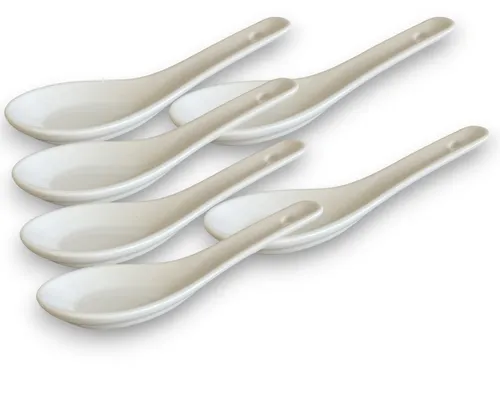 WestCraft Suppenlöffel White and black Series ASIATICA, Porzellan-Löffel-Set Asien / Ramen, 13 cm - Reis-Löffel - Suppen-Löffel, Servier-Löffel - Spoon-Set