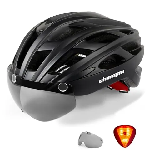 Shinmax Fahrradhelm mit Visier und LED Licht