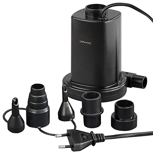 infactory Luftmatratzenpumpe: Elektrische Luftpumpe für schnelles Auf- & Abpumpen, 230 Volt (Elektroluftpumpe, Elektrische Luftpumpe Matratze, Luftmatratze elektrisch Aufpumpen)