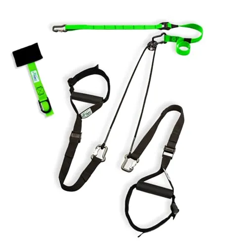 eaglefit - Premium Sling-Trainer „Flex“ Komplettsystem für Zuhause mit Umlenkrolle, Türanker, Wand- oder Deckenhalterung & Zubehör zur vielseitigen Befestigung an Wand, Decke, Tür, Balken, Baum (grün)