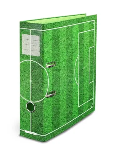 Rasenplatz - Ordner Schulordner Motiv DIN A4 ca. 8 cm breit Motivordner Fußball-Motiv grün Kinder Jungen