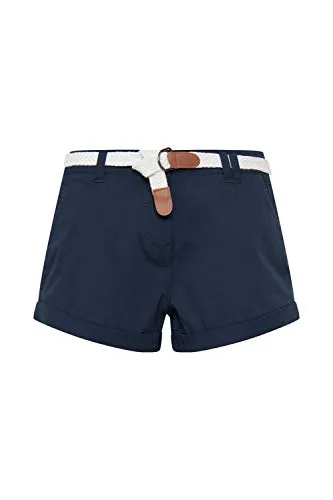 OXMO Chanett Damen Chino Shorts, Größe 44, INSIG Blue - Damen-Shorts aus softer Twill-Qualität, elastisch und nachhaltig produziert mit recycelten Materialien. Ideal für lässige Sommerlooks und perfekten Komfort.
