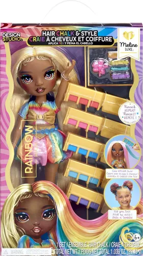 Rainbow High Hair Chalk & Style Doll - Meline - Puppen & Zubehör: 28 cm große Puppe mit auswaschbaren Haarkreiden in Regenbogenfarben für kreatives Hairstyling und endlosen Spielspaß.