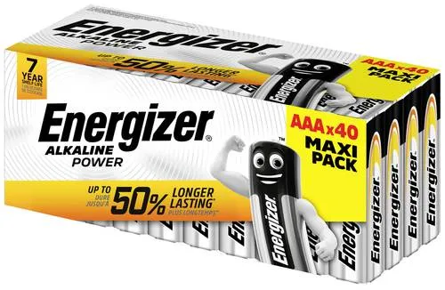 Energizer Power Micro (AAA) Batterien - 40 St. - Alkali-Mangan-Batterien für zuverlässige Energie in Alltagselektronik. Ideal für Spielzeuge, Fernbedienungen und mehr.