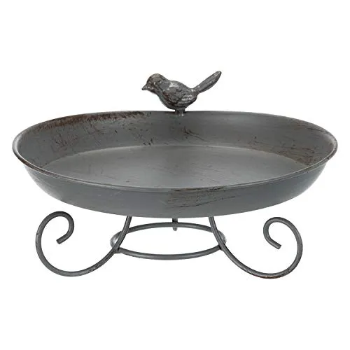 TRIXIE 55510 Vogeltränke/-Bad zum Hinstellen, Metall, 800 ml/ø 22 cm, grau