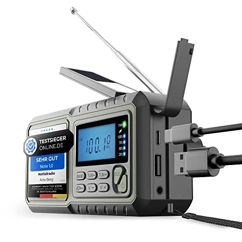 Acta Berg Kurbelradio | Notfallradio mit Kurbel & 5000 mAh Akku