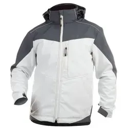 Jakarta Zweifarbige Softshell-Jacke 3XL - Weiß/Zementgrau - Funktionsjacke mit verstellbaren Ärmelweiten, wasserdicht und atmungsaktiv, ideal für Outdoor-Aktivitäten und wechselhaftes Wetter.