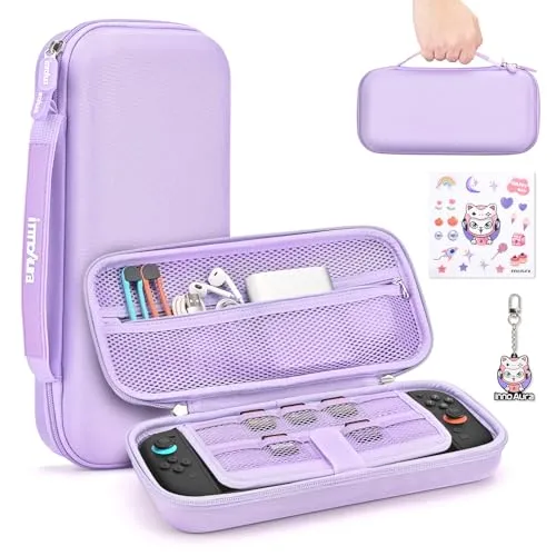 innoAura Switch 2 Tasche für NS Switch 2 Konsole (2025), Tragbares Switch 2 Hülle für Switch 2 Konsole und 9 Spiele, Harte Schutzhülle Tragetasche für Reisen und Aufbewahrung (Lila/Violett)