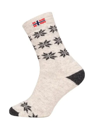 HomeOfSocks Socken 80% Wollsocken Norwegen Flagge & Stern Design Dicke Socken Hyggelig Warm Hoher 80% Wollanteil Norwegisch Design