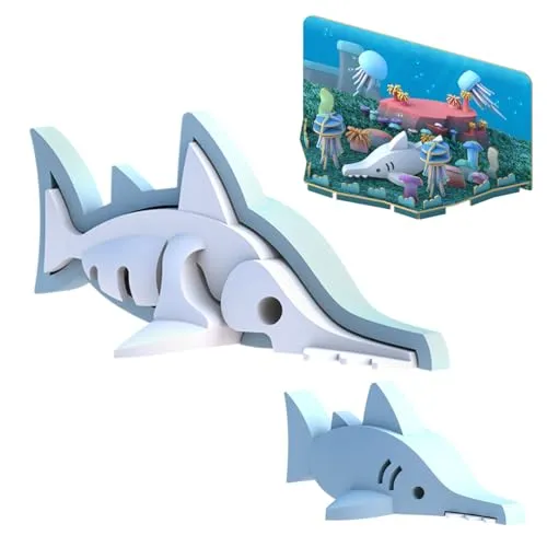 HALFTOYS Komplettes Meerestier-Spielset mit Magneten, Sägehai (Figur, Knochenpuzzle, Magnet, Basteln und Ausstellung!)