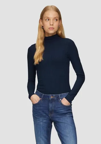 QS Langarmshirt T-Shirt Rippshirt im Slim Fit aus Viskosemix