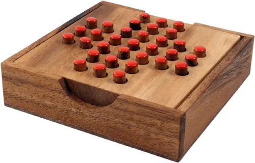 Brettspiel, Gesellschaftsspiel aus Holz - Solitär - 3*14*14 cm