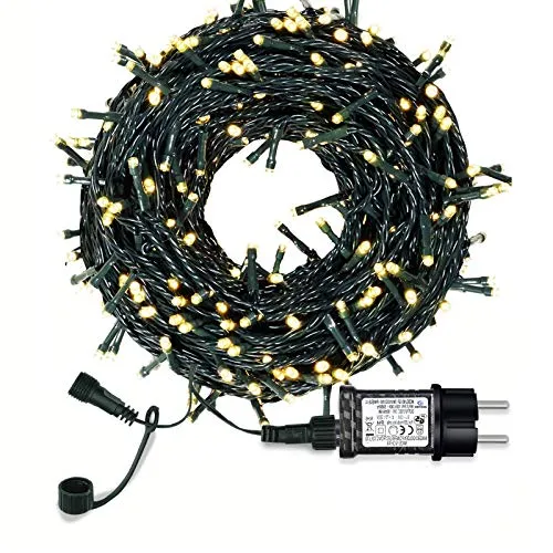 Lichterkette Weihnachtsbaum, LED Lichterkette mit 300 LED in warm weiß, 8 Leuchtmodi Dimmbar, EU Stecker, IP44 Wasserdicht, Lichterkette für Party, Feier, Hochzeit, Weihnachtsschmuck, Innen und Außen