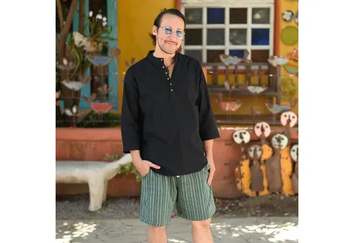 virblatt Shorts Kurze Hose Herren, Baumwolle, Sommerhose Herren Shorts Hippie 2 Eingriffstaschen