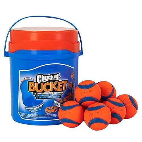 Chuckit Tierball Bucket mit ultra ball Medium 8 St. - Spaß für Ihren Hund - Tierspielzeug: 8 langlebige Ultra Bälle im praktischen Bucket, ideal für stundenlangen Spielspaß im Freien.