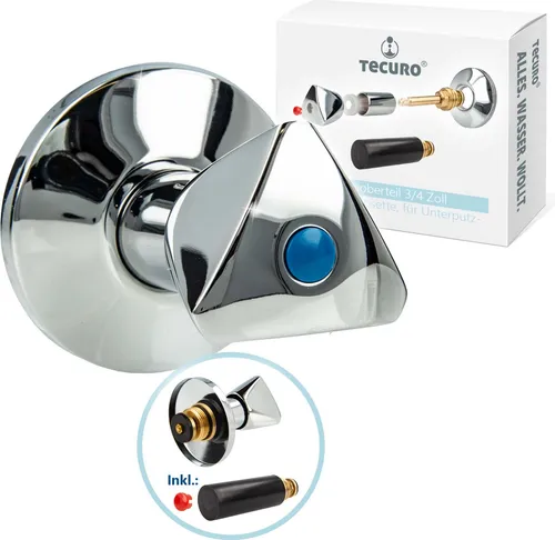 tecuro Hahnoberteil Sanitäroberteil 3/4 Zoll, mit Griff und Rosette, für Unterputz-Ventile - blau/rot
